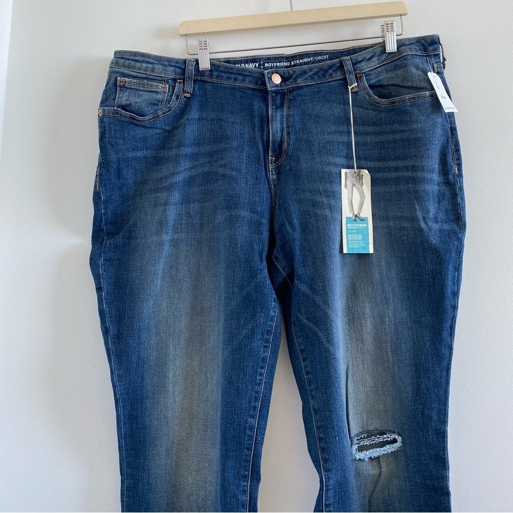 Old Navy Blue Boyfriend Straight Cropped Cuffed Hem Jeans Size 18 NEW - Picture 2 of 10
